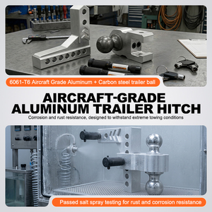 Attelage de <span class=keywords><strong>remorque</strong></span> réglable en aluminium robuste AUTOBOTS avec verrous à clé et double boule pour récepteur de 2 pouces - Product Image 5