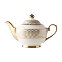 Tasse à thé en céramique européenne personnalisée avec bord doré pour desserts, gâteaux, collations, fruits secs, apéritifs, théière pour mariage, fête, hôtel, vente en gros