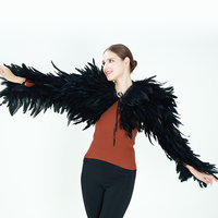 Écharpe d'épaule en plumes naturelles avec manches longues, multicolore, accessoire de costume pour spectacle, carnaval, cosplay