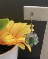 Boucles d'oreilles pendantes en argent sterling 925 avec zircon cubique vert taille poire, boucles d'oreilles à crochet, bijoux rétro pour femme, vente en gros
