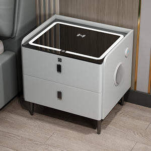 Перезаряжаемая деревянная умная серая умная стеклянная мебель в европейском стиле, длинная прикроватная тумбочка с беспроводным зарядным устройством - Product Image 3