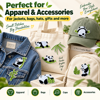 Patchs brodés autocollants, design panda bambou, OEM ODM, autocollants brodés personnalisés pour sacs, vêtements, accessoires