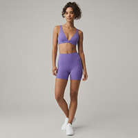 Ensemble de yoga 2 pièces pour femme, soutien-gorge de sport à dos échancré et short cycliste taille haute, tenue de sport séchage rapide effet push-up pour la gym