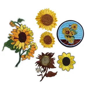 Sunflower series clothing accessories low price wholesale custom embroidery applique 1pcs