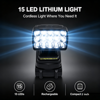 Lampe de travail rechargeable à 15 LED, projecteur LED portable sans fil pour le camping en plein air, les chantiers de construction