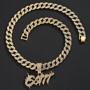 Collar con colgante de letra Iced GOAT y cadena cubana, chapado <span class=keywords><strong>en</strong></span> oro de 18K con pedrería, estilo Hip Hop para hombres, mujeres, raperos, bailarines y streetwear - Product Image 4