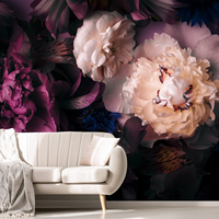 Papier peint 3D fleur sombre Papier peint mural pivoine pour chambre de filles