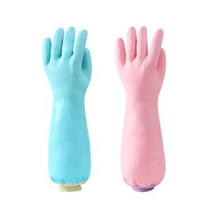Guantes para lavar platos para el hogar para mujer, forro polar grueso, látex impermeable para limpiar ropa y platos - Product Image 5