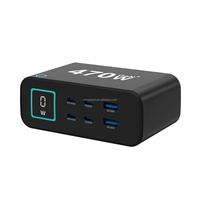 Adaptor Daya Cepat Desktop USB GaN 470W Ringkas 4 Tipe C 2 USB a Stasiun Pengisian Daya dengan Layar 140W PD3.1 untuk Laptop Gaming dan Ponsel