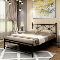 Lit en métal multifonctionnel moderne et simple à double cadre en fer, style chinois contemporain, pour chambre à coucher, location, gîte, appartement – Robuste