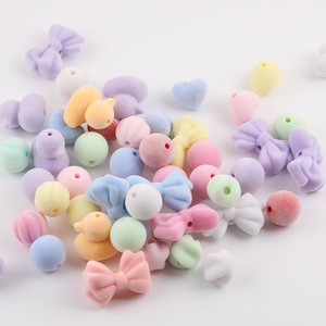 Cartoon Star Duck Flocked Acrylic Beads Mixed Shapes For Jewelry Making - Product Image 1