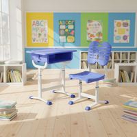 Ensemble de bureau et chaise d'écolier ergonomique pour un seul élève, avec hauteur réglable, dossier solide et structure métallique pour l'apprentissage en classe