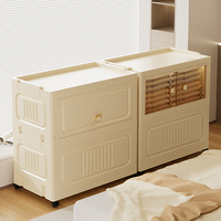 Armoire de rangement moderne à double porte pliante, armoire de rangement en plastique pliable portable avec roulettes
