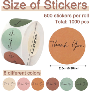 สติกเกอร์ขอบคุณแบบกันน้ำ 3 มิติ พิมพ์ลายคริสตัล UV ขนาด 1 นิ้ว ม้วนละ 1000 ชิ้น 6 สี สำหรับธุรกิจขนาดเล็ก บรรจุภัณฑ์กระดาษ - Product Image 3