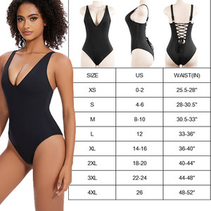 Fits Everybody Sculpt Seamless Black Thong Body Shaper Slimming Fit Shapewear Swimsuit Back <strong>Lace</strong> <strong>up</strong> Brief Shapewear <strong>Bodysuit</strong> - Product Image 3