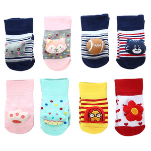 Nouveau automne hiver dessin animé sol antidérapant enfants chaussettes poupée tridimensionnelle mignon rayé bébé chaussettes nouveau-né - Product Image 3