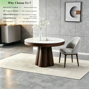 Tables à manger rondes, écologiques, économiseuses d'espace, personnalisées pour hôtel et villa, en MDF minimaliste contemporain et en céramique, OKAY Best Choice. - Product Image 1