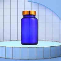 Vente en gros 75ml 100ml 120ml 150ml 200ml 250ml 300ml 400ml 500ml Capsule pharmaceutique bouteille bleue en verre