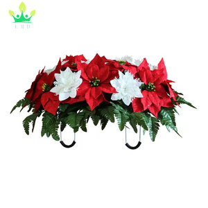Flor de lápida Sillín Flores de <span class=keywords><strong>cementerio</strong></span> artificiales <span class=keywords><strong>para</strong></span> tumba-Arreglo de flores de mezcla realista <span class=keywords><strong>para</strong></span> decoraciones conmemorativas Ajuste fácil - Product Image 4
