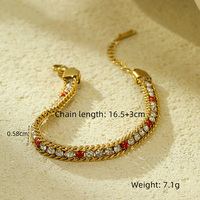 Bracelet en Chaîne Torsadée Ajustable en Acier Inoxydable Plaqué Or avec Zircon Arc-en-ciel, Vente en Gros Personnalisée, Bijoux de Mode pour Femmes