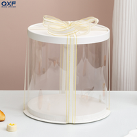 Grande boîte à gâteau transparente rose, imperméable, recyclable, en matériau PET, épaisseur 2 mm, forme cylindrique, pour l'emballage de desserts d'anniversaire