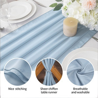 Chemin de table de mariage en polyester écologique rose pâle large couleur unie de luxe
