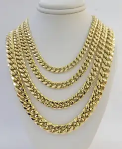 Customized Italian 10Kt Gold Chains Real Yellow Gold Bracelet /Necklace 6mm-15mm Miami Cuban Link Franco Solid Gold Chains