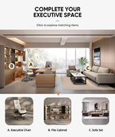 Ensemble de mobilier de bureau de direction haut de gamme en forme de L, bureau debout pour PDG avec hub d'alimentation intelligent