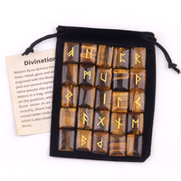 Ensemble de Pierres Runicles en Pierres Précieuses Naturelles pour la Divination, la Sorcellerie et les Jeux de Société, Incluant une Pochette Cadeau en Cristal et un Guide pour la Spiritualité