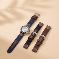Bracelet de montre intelligente en nylon respirant de qualité supérieure 20 mm 22 mm avec sangle en cuir véritable et boucle ardillon en acier inoxydable pour hommes