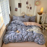 Nouvel ensemble de literie super doux 2026 en microfibre lavée à motif floral imprimé, comprenant housse de couette et drap.