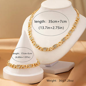 Trendy new diamond heart chain necklace <b>bracelet</b> <b>set</b> retro hip-hop style jewelry <b>set</b> - Product Image 6