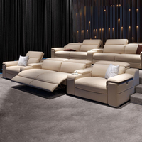 Canapé Sectionnel Électrique Haut de Gamme Moderne Fonction Zero-Wall Cuir Véritable Éponge pour Cinéma Maison Salon Audio-Visuel