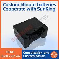 Batterie SUNKING 24V 20Ah 18650 avec coque en plastique, 800 cycles, pour fauteuil roulant et dispositif extérieur, source d'alimentation de secours