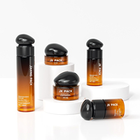 Flacon de lotion de luxe avec logo personnalisé, flacon en verre, emballage liquide pour cosmétiques, ensemble de pots et de flacons cosmétiques noirs