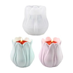 New 3D Tulip hoa xà phòng khuôn cho DIY nhựa polymer đất sét Sugarcraft <span class=keywords><strong>fondant</strong></span> crafting 4 loại Silicone Tulip nến khuôn mẫu - Product Image 2