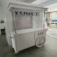 Chariot de bar mobile d'extérieur BJ250025-22 pour mariage, station de boissons portable, chariot à bonbons avec porte-verres à vin pour réceptions et fêtes