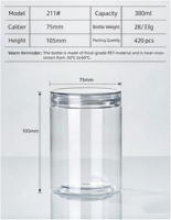 Pot en plastique PET transparent de qualité alimentaire 360ml 380ml 450ml Contenant cylindrique avec couvercle à vis en PET pour l'emballage alimentaire