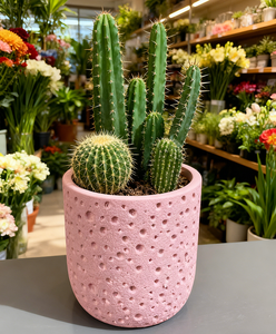 Vaso per <span class=keywords><strong>Piante</strong></span> in Cemento Rotondo con Supporto per Drenaggio Elegante Vaso Rosa in Cemento per <span class=keywords><strong>Piante</strong></span> <span class=keywords><strong>Grasse</strong></span> - Product Image 2