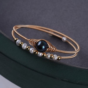 <span class=keywords><strong>Bracelet</strong></span> pour enfants en <span class=keywords><strong>fil</strong></span> de cuivre <span class=keywords><strong>enroulé</strong></span> avec perle d'eau douce - Product Image 5