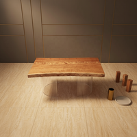 Table Basse Moderne en Bois Massif à Bord Brut, Robuste et Écologique, Polyvalente pour Bar à Domicile et Salle à Manger, Plateau en Bois de Qualité 1,0 m