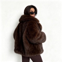 Veste en fausse fourrure épaisse et moelleuse Zeyu Premium pour femmes, grand col rabattu, marron, manteau chaud d'hiver, veste en fausse fourrure écologique pour femmes, ODM/OEM