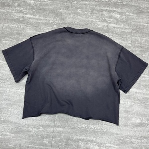 Camiseta de Diseñador 100% Algodón Grueso, Estilo Urbano, Desgastada, Corta, Lavada al Ácido, Personalizada, Oversize para Hombre - Product Image 2