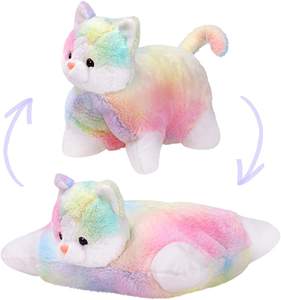 可爱七彩软毛绒独角兽垫睡前娃娃二合一彩虹独角兽毛绒玩具儿童枕头礼品 - Product Image 2