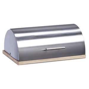 Zeller Present Brotkasten Bamboo Edelstahl/Gummibaumholz 39,5x28x16cm silber/natur - Product Image 2