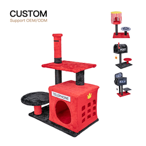 Fabricant d'arbre à chat en gros écologique produit pour animaux de compagnie noir rouge design mignon avec style moderne en sisal - Product Image 5