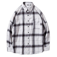 Kemeja Flanel Pria Terbaru Lengan Panjang Kasual Keren Motif Kotak-kotak Longgar Kemeja Musim Semi Pakaian Pria Bermerek