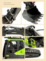 Nuevo Camión Todoterreno Huina 1593, Excavadora RC 1:14, 22 Canales, Rotación, Aleación, Verde, Juguetes de Radiocontrol, Vehículo de Ingeniería de Doble Vía