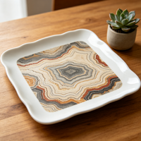 Service de table personnalisable en porcelaine de style strates géologiques, vaisselle minimaliste en osseporcelaine, ensemble de vaisselle en céramique personnalisable
