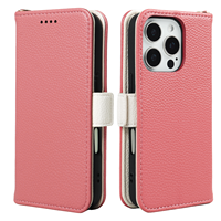 Casing Kulit Ponsel dengan Slot Kartu untuk iPhone 18 17 16 15 Pro Max, Dilengkapi Kickstand, Dompet PU, Flip Cover Coque